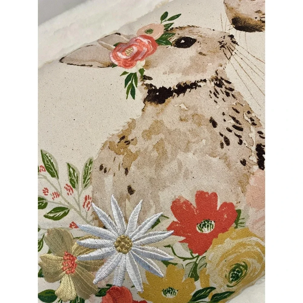 Embroidered Easter Bunny Throw Pillow The Farmhouse By Rachel Ashwell